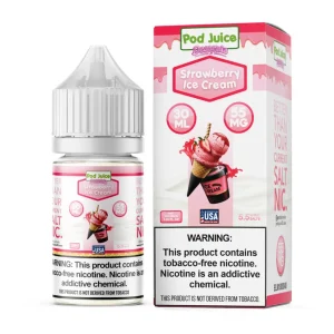 Salt Strawberry Ice Cream Tobacco Free Nicotine E-Juice 30ml | Pod Juice