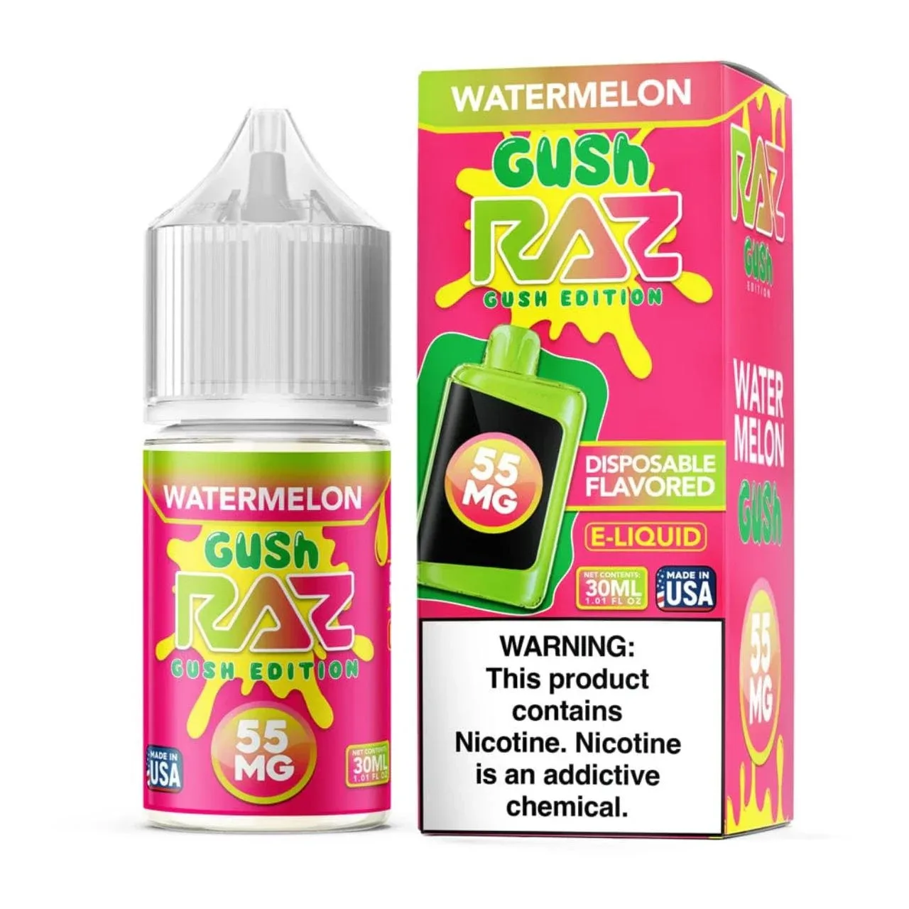 Salt Watermelon Gush Tobacco Free Nicotine E-Juice 30ml | Pod Juice x RAZ