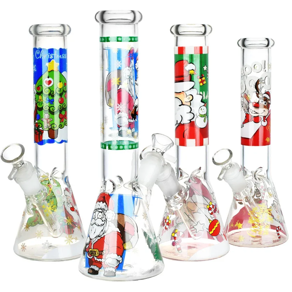 Santa Claus Themed Glass Water Pipe - 10" / 14mm F / Designs Vary - Image 2