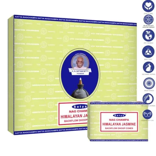 Satya Backflow Cones - Himalayan Jasmine Backflow Dhoop Incense 10 Cones