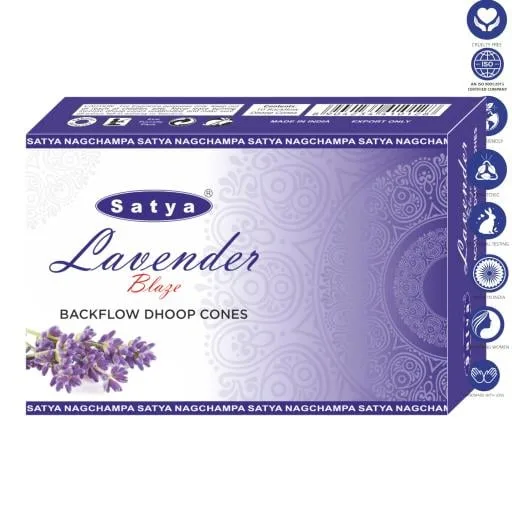 Satya Backflow Cones - Lavender Blaze Backflow Dhoop Incense 10 Cones