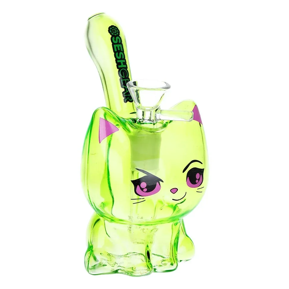 SeshGear Kitty Cat Glass Water Pipe | 5.5" | 14mm F | Colors Vary - Image 2