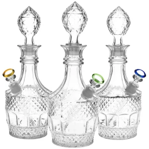 SeshGear Vintage Decanter Style Glass Water Pipe w/ Cap - 8.5" / 14mm F / Colors Vary / Liquor