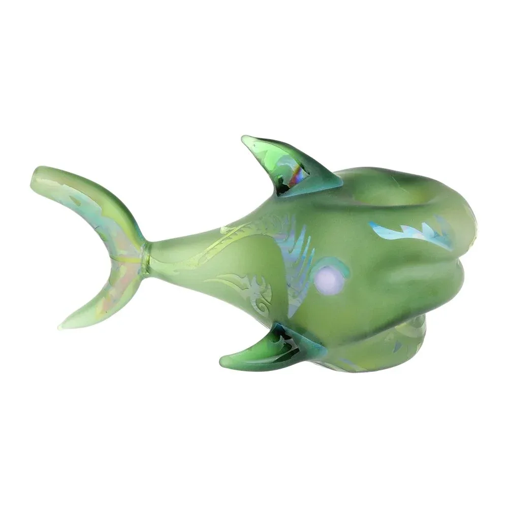 Shark Attack Sandblasted Glass Hand Pipe - 5" / Colors Vary - Image 2