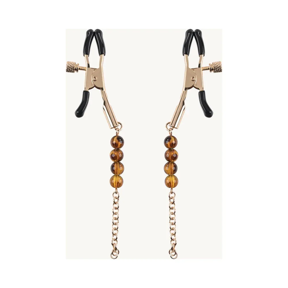 Sincerely, Sportsheets Amber Adjustable Beaded Nipple Clamps Tortoiseshell - Image 2