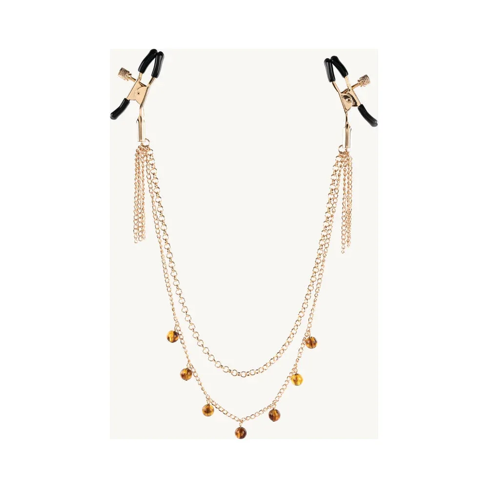 Sincerely, Sportsheets Amber Adjustable Chained Nipple Clamps Tortoiseshell - Image 2