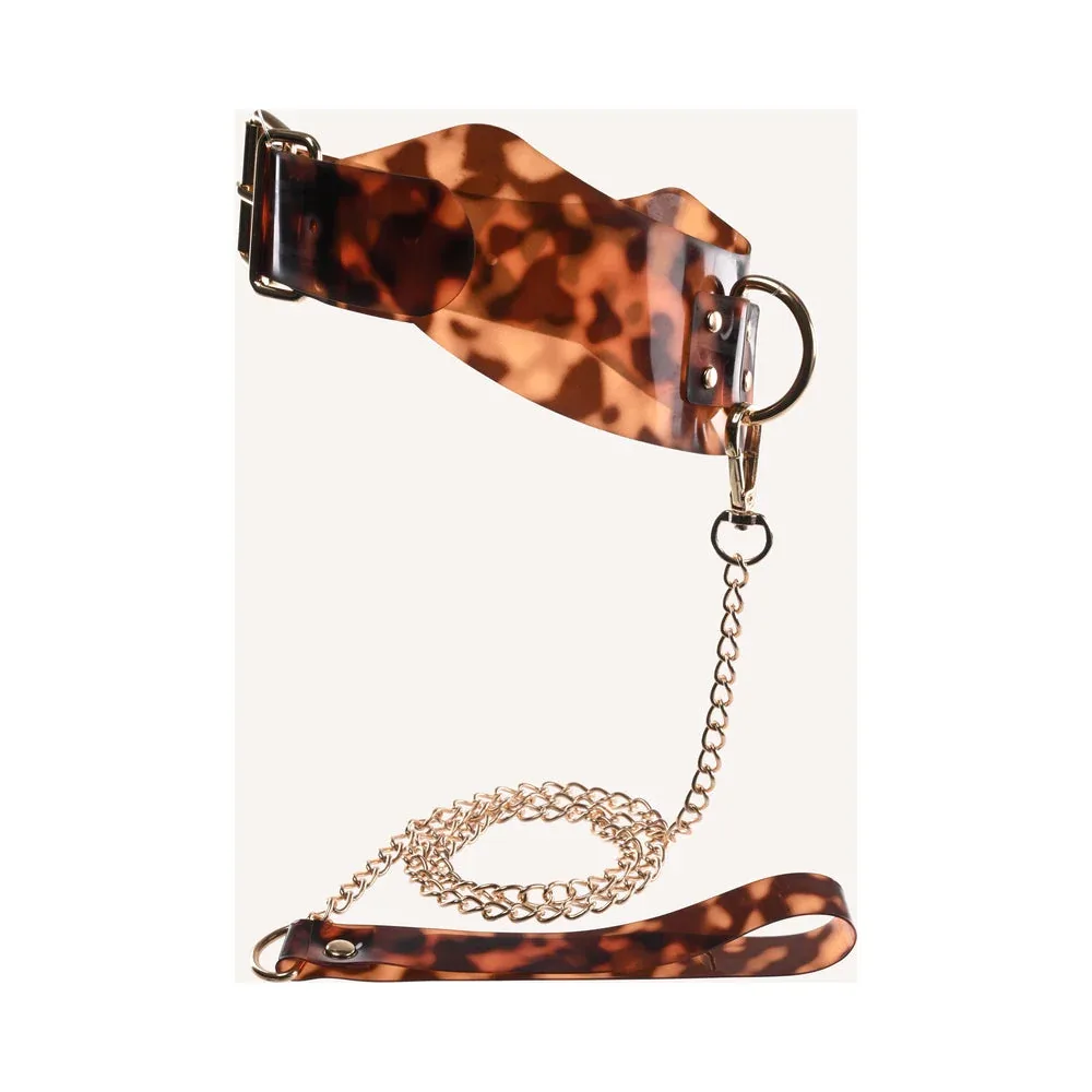 Sincerely, Sportsheets Amber Adjustable Collar with Leash Tortoiseshell - Image 2