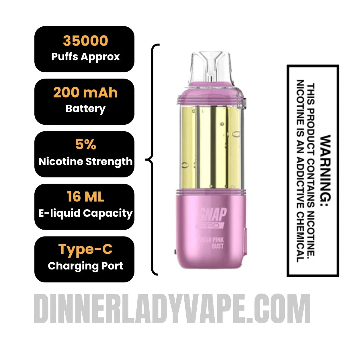 Sour Pink Dust Dinner Lady Snap Pro 35K Disposable Vape Pod - Image 2
