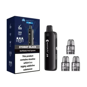 Stormy Black Hayati X4 Pod Vape Kit 1300mAh - 2ml Pods, 3x & 10ml Nic Salt