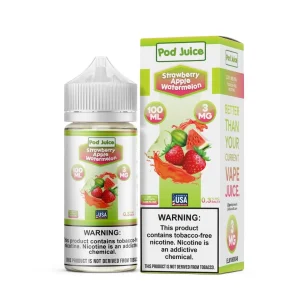 Strawberry Apple Watermelon Tobacco Free Nicotine E-Juice 100ml | Pod Juice