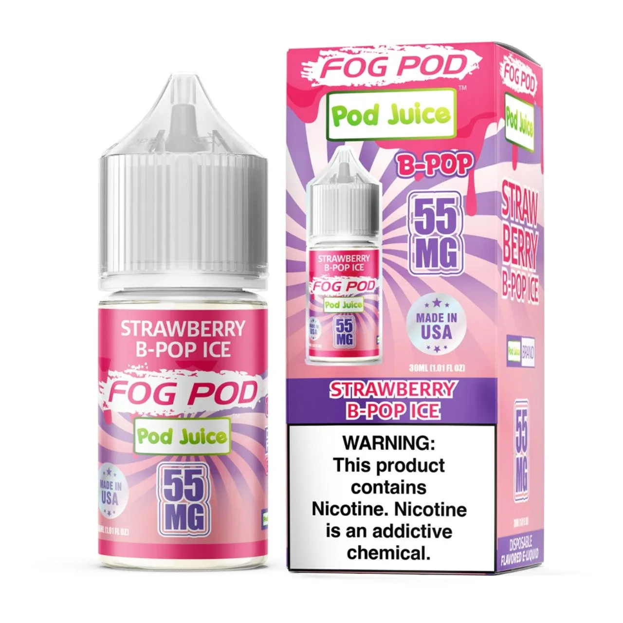 Strawberry B-Pop Ice Salt 30ml E-Juice | Fog Pod X Pod Juice