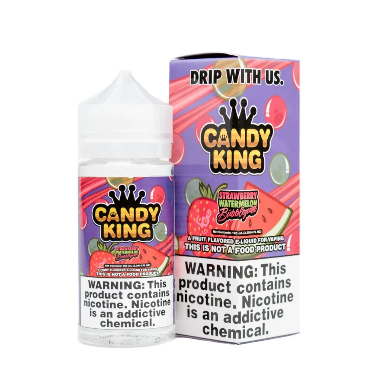 Strawberry Watermelon Bubblegum E-Liquid 100ml | Candy King