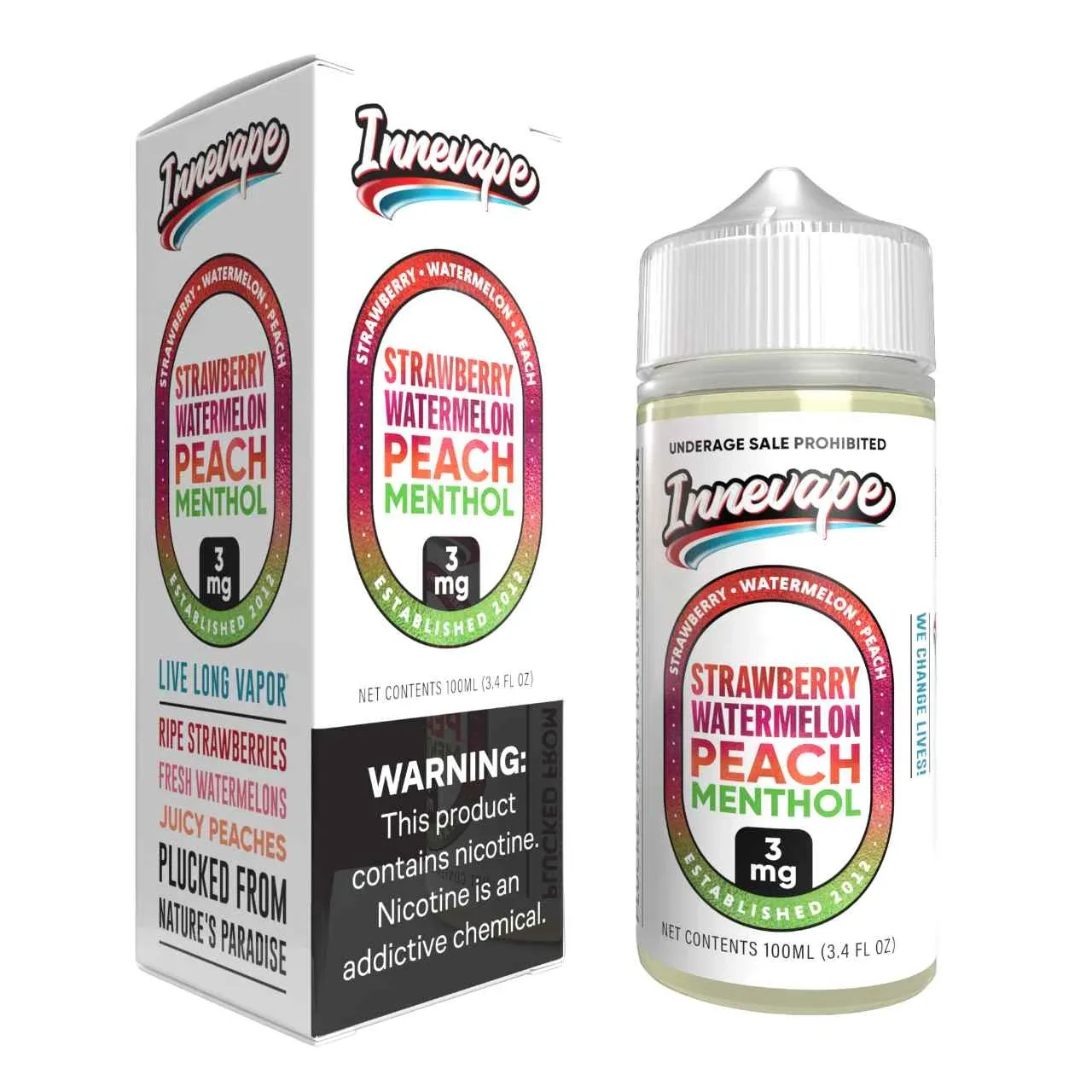Strawberry Watermelon Peach Menthol 100ml E-Juice | Innevape