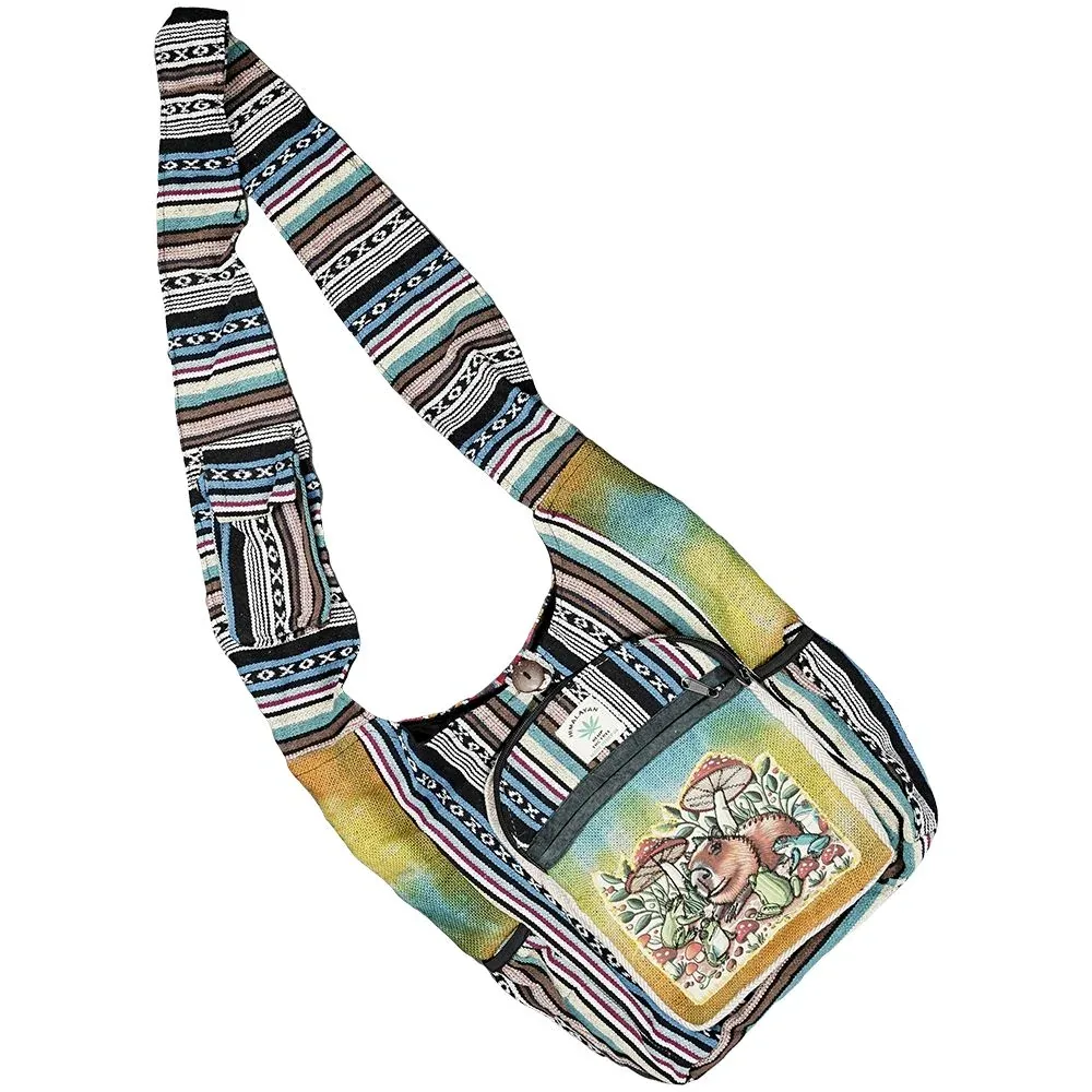 Threadheads Himalayan Hemp Capybara Patchwork Shoulder Bag - 15" x 14" - Image 2