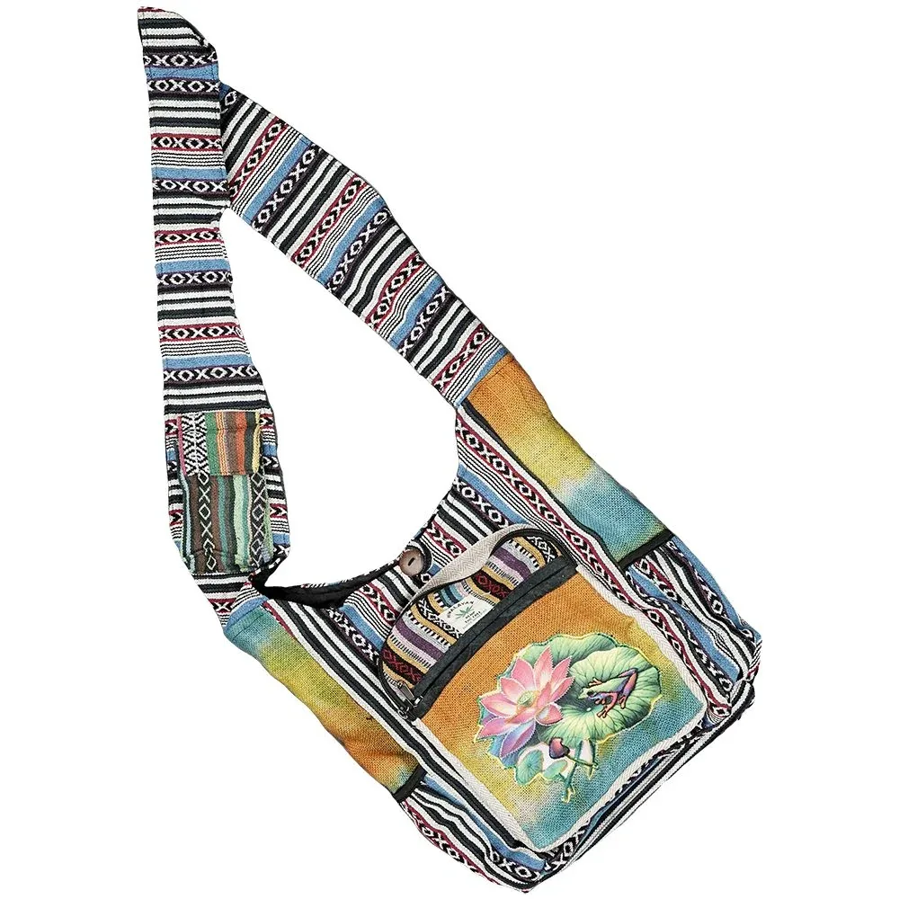 Threadheads Himalayan Hemp Lily Pad Patchwork Shoulder Bag - Image 2