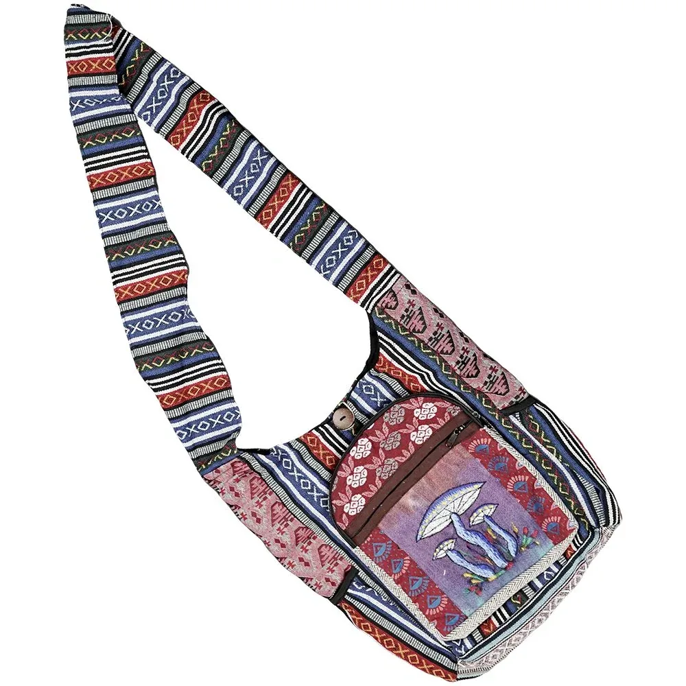 Threadheads Mushroom Aztec Patchwork Shoulder Bag - 15" x 14" - Image 2