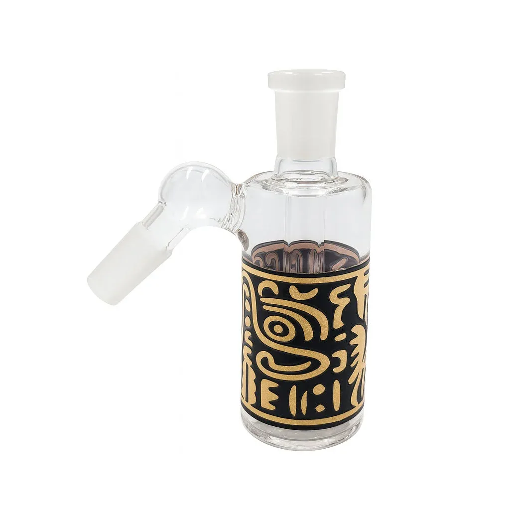Tribal Print Ash Catcher With Showerhead Perc 14MM Male 45° Angle