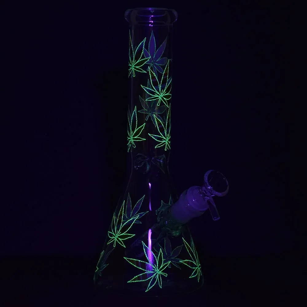 Turn On Your Hemp Lights Beaker Glass Water Pipe - 9.75" - Image 2