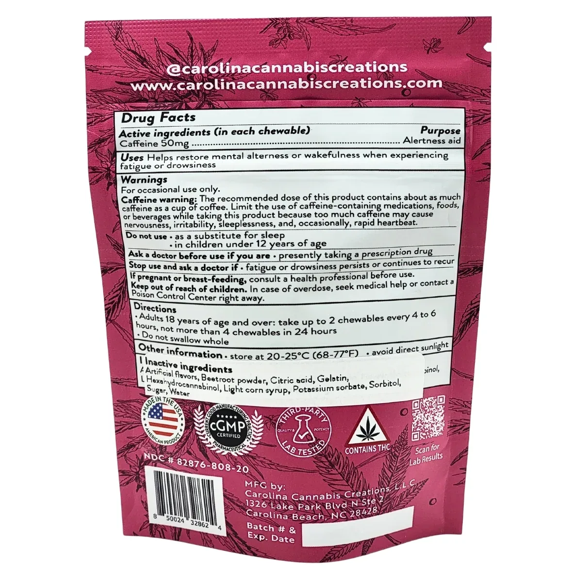 Uplift Chewables | HHC+Caffeine | Strawberry 20ct bag - Image 2