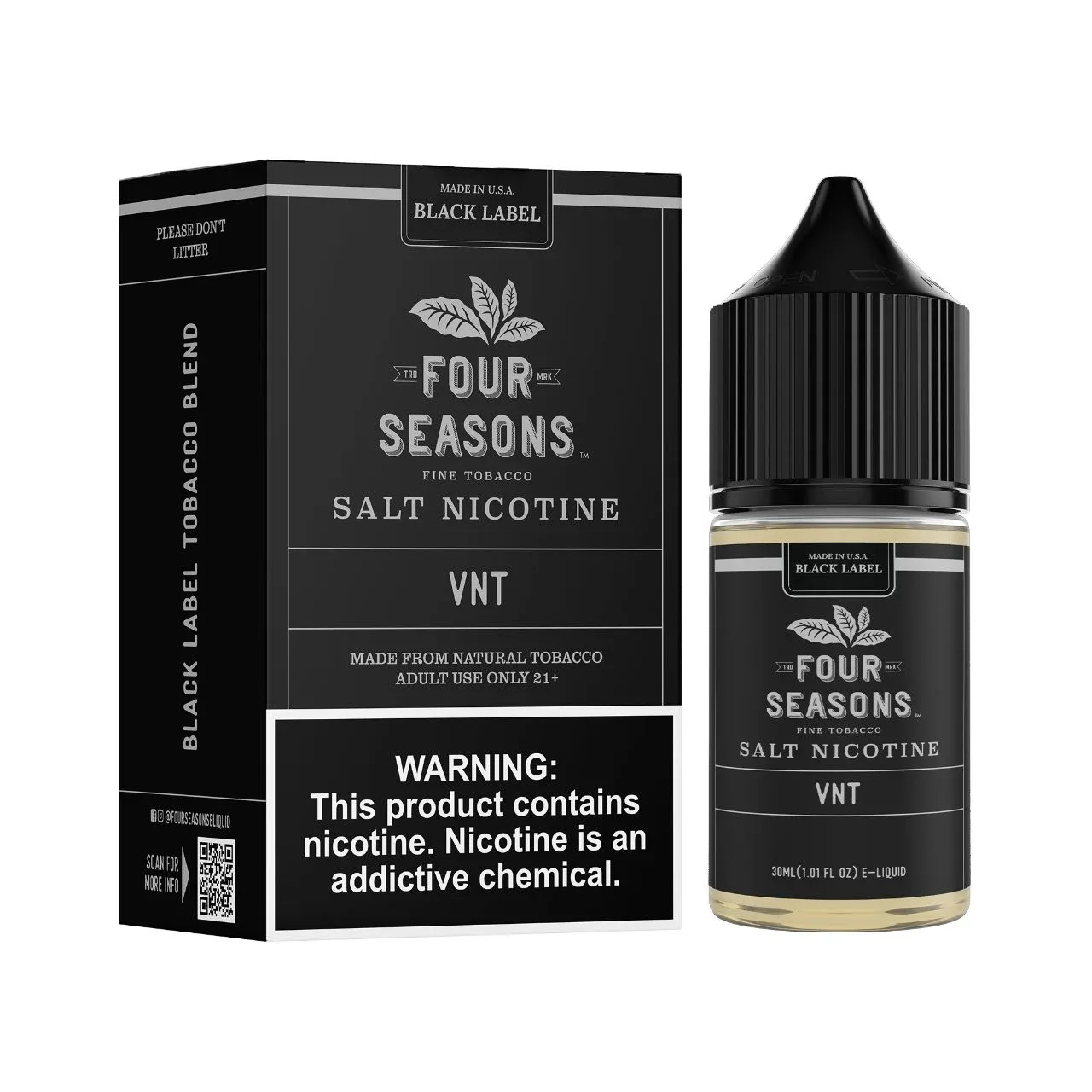 Vanilla Nut Tobacco (VNT) Salt 30ml E-Juice | Four Seasons