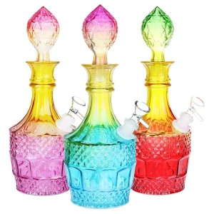 Vintage Decanter Ombre Glass Water Pipe - Liquor / 12" / 14mm F / Colors Vary