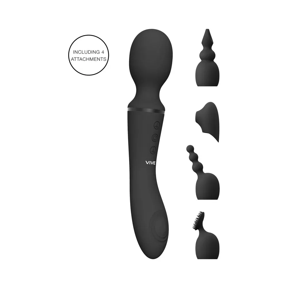 VIVE NAMI Dual-Ended Pulse Wave & Vibrating Wand With Interchangeable Sleeves Black - Image 2