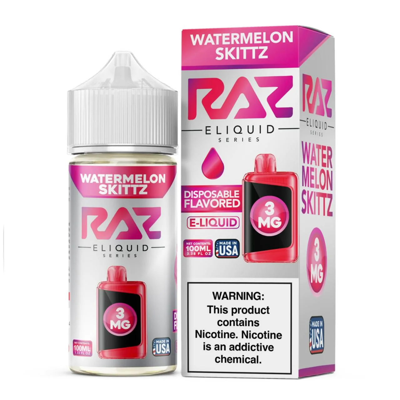 Watermelon Skittz Tobacco Free Nicotine E-Juice 100ml | Pod Juice x RAZ