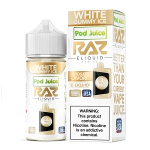 White Gummy Ice Pod Juice RAZ Disposable Collab E