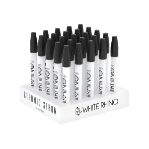 White Rhino Ceramic Dab Straw w/ Silicone Cap - 5" -25PC