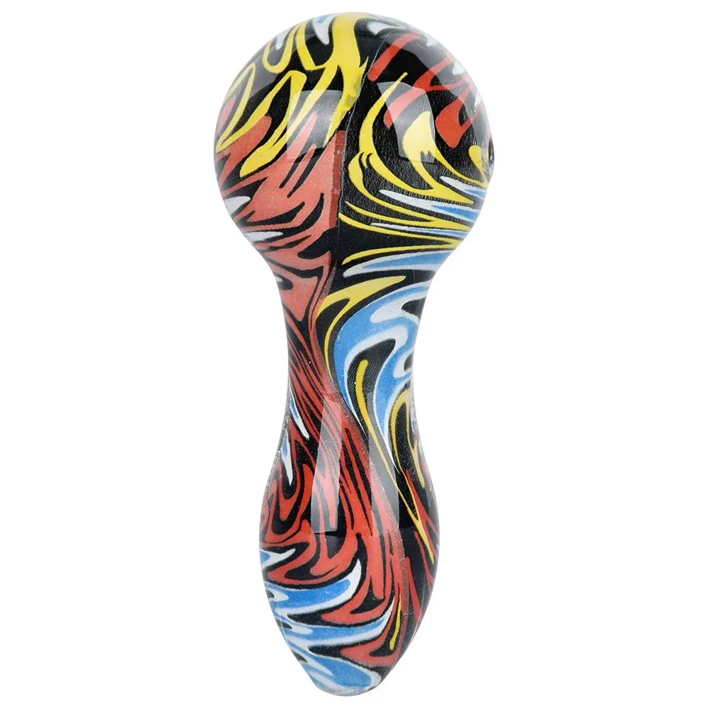 Wig Wag Colorful Print Glass Hand Pipe - 3.75" / Colors Vary - Image 2
