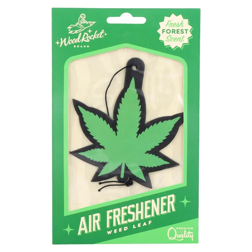 Wood Rocket Car Air Freshener - Green Hemp Leaf / Forest Scent - Image 2