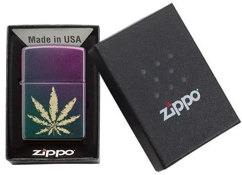 Zippo Lighter - Iridescent Marijuana Leaf - Image 2