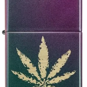 Zippo Lighter - Iridescent Marijuana Leaf