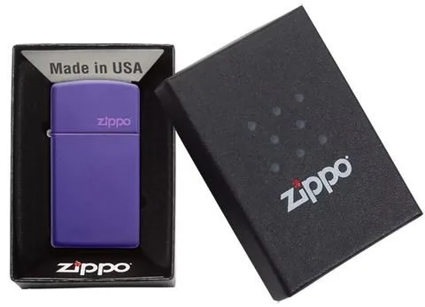 Zippo Lighter - Slim® Purple Matte Zippo Logo - Image 2