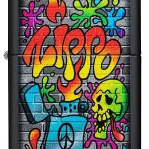 Zippo Lighter - Zippo Street Art Black Matte Design
